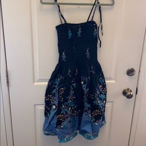 Black and floral pattern cotton dress